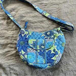 Vera Bradley Y2K Quilted Blue Floral Crossbody Shoulder Bag